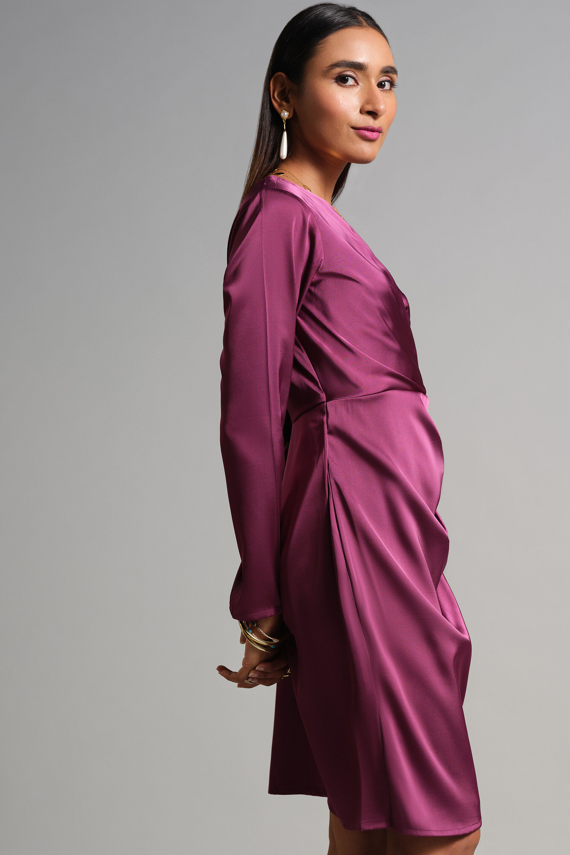 Draped Dream Dress, Purple, image 3